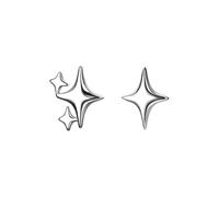 Orecchini a Forma di Stella a Quattro Punte in Cristallo Micro intarsiato Color Argento Donne Piccoli Gioielli Carini per Banchetti di Natale di Capodanno Convenient Design