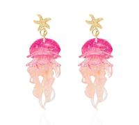 Orecchini a forma di stella di medusa rosa gradiente da donna, design a gradiente marino da sogno, gioielli in lega leggera, accessori per orecchie dolci da festa