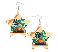 Orecchini a forma di stella in pelle con stampa a tartaruga in bambù, accessori leggeri ed eleganti per feste, balli e vita quotidiana.