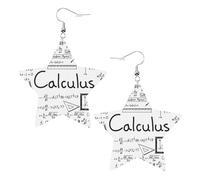 Orecchini a forma di stella in pelle con stampa geometrica matematica geek calcolo, eleganti e leggeri, pendenti per donne e ragazze, taglia unica, in pelle, senza pietre preziose
