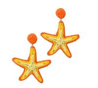 Orecchini a forma di stella marina, stile vintage, motivo geometrico a goccia, portatili, per feste, abiti eleganti, rafia, Misura unica, come descritto, come descritto
