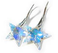 Orecchini a forma di stella scintillante, in vero argento Sterling 925, certificato Aurora Borealis