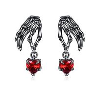 Orecchini a forma di teschio, in argento Sterling, con scheletro a mano, stile gotico, idea regalo, Zirconia cubica