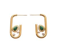 Orecchini a forma di u, perlati, di acciaio inossidabile e incastonati con diamanti. Sono orecchini esclusivi, di fascia alta, semplici, eleganti e unici che esprimono l’individualità