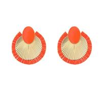 Orecchini a forma di ventaglio in lega di rafia con nappe, da donna, con struttura in lega, adatti per l'uso quotidiano e per feste, Misura unica, come descritto, come descritto