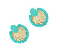 Orecchini a forma di ventaglio in lega di rafia con nappe da donna pendenti con struttura in lega, adatti per l'uso quotidiano o per feste, orecchini con frange in rafia, Misura unica, come descritto