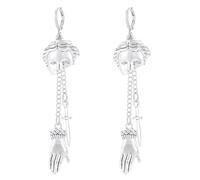 Orecchini a forma di viso gotico, gioielli pendenti a forma di maschera punk, accessori retrò a forma di pugnale a forma di croce, stile dark fantasy per Halloween, ornamento in stile vampiro per
