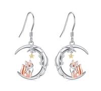 Orecchini a forma di volpe, in argento Sterling 925, a goccia, orecchini a forma di volpe, gioielli per donne, mamma