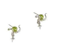 Orecchini a forma stella a punte alla Tema serpente frutta verde Borchie sofisticate in lega premium per abiti casual o da festa Orecchini a bottone con serpente stella