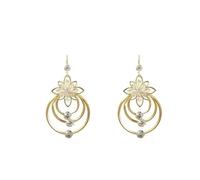 Orecchini a foro secondo per le donne moda placcati gioielli geometrici multistrato cerchio fiore orecchini occidentali per le donne gioielli, Misura unica, lega di alluminio, Nessuna pietra preziosa