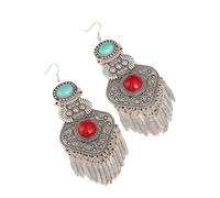 Orecchini a frangia con perline lunghe in lega di turchese accento tribale gioielli her hippie orecchini, One Size, come descritto, come descritto