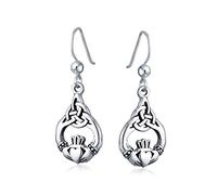 Orecchini A Gancio A Forma Di Cuore, Con Simbolo Celtico Claddagh, Amicizia Bff, Cerchio Irlandese E Amore, In Argento Sterling .925 Ossidato, Per Donne Fidanzate