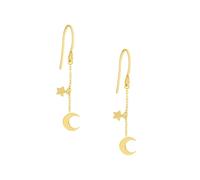Orecchini A Gancio A Forma Di Mezza Luna E Stella In Oro Giallo 14K Reale