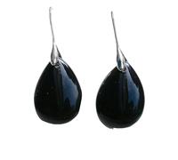 Orecchini A Gancio A Goccia In Ossidiana Naturale Da Donna, Orecchini A Goccia In Pietra Preziosa Fatti A Mano, Semplici E Delicati, con Cristalli, per Feste Di Nozze
