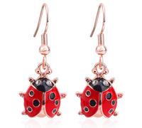 Orecchini a Gancio con Coccinella Rossa a Pois Neri, Orecchini Pendenti a Sette Puntini in Metallo Alla Moda con Coccinella Divertenti Orecchini Pendenti Estivi Delicati per le Donne