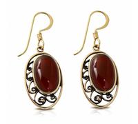 Orecchini A Gancio Fantasia A Forma Di Fiore Ovale In Bronzo Con Ag