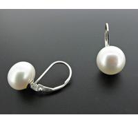 Orecchini A Gancio In Argento Con Perle Bianche Da 8 Mm