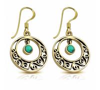 Orecchini A Gancio Moda E Cerchio Concentrico IN Bronzo Con Pietra T