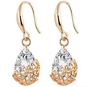 Orecchini a Gancio per l'orecchio con Fiore Cavo a Forma di Goccia retrò Femmina, Dorato Beautiful Design