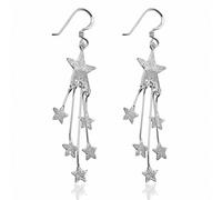 Orecchini A Gancio Stelle Grit, Argento Sabbiato (Coppia)