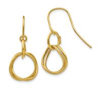 Orecchini A Gancio Vuoti A Cerchio Attorcigliati In Oro Giallo 14K