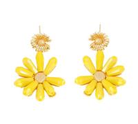 Orecchini a goccia a doppio fiore a forma di margherita gialla Orecchini floreali a goccia Margherite Accessorio per feste, vacanze, feste, lavoro, compleanni e vita quotidiana