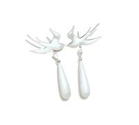 Orecchini a goccia a forma di cigno d'argento, orecchini a bottone a goccia, orecchini a forma di cigno in stile vintage cinese per le donne, accessori per feste quotidiane