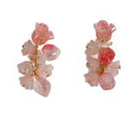 Orecchini a goccia a grappolo di fiori in resina rosa-Orecchini pendente floreali alla frutta da donna, gioielli unici per feste estive