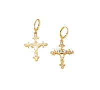 Orecchini a goccia a placcati oro orecchini a croce da donna Fede religiosa Zirconi cubici con borchie a retrò trendy con diamanti pendenti per compleanno Halloween