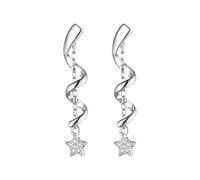 Orecchini a goccia a spirale contorte con ciondola a catena color argento ciondolo con ciondolo stella CZ Gioielli lineari minimalisti da indossare tutti i giorni