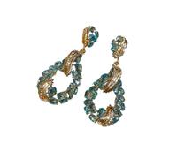 Orecchini a goccia blu con piume di zircone per donna, orecchini pendenti leggeri con pietre preziose simulate, abbigliamento quotidiano o accessori per feste