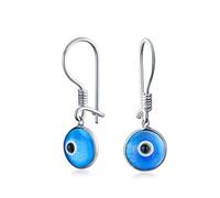 Orecchini A Goccia Con Chiusura A Leva Con Occhio Malocchio Azzurro Rotondo Di Protezione Spirituale Per Donne Adolescenti In Vetro Di Murano .925 In Argento Sterling Realizzati In Turchia