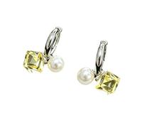 Orecchini a goccia con cristallo giallo quadrato e lucchetto per perle, compatti geometrici in argento, ornamenti per le donne con un lusso inespresso
