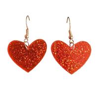 Orecchini a goccia con cuore in acrilico, orecchini pendenti con glitter rosso con ganci in argento, gioielli alla moda leggeri per le donne, accessori di tendenza (rosso)