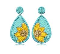 Orecchini a goccia con fiore di girasole con perline per donne dichiarazione colorato floreale perline orecchini pendenti Boemia fatti a mano tropicale fantasia fiore orecchini per sorella mamma