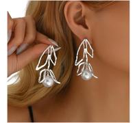 Orecchini a goccia con perle geometriche minimaliste con elegante design pendente, da donna, con struttura in lega leggera per un uso confortevole tutto il giorno (A)