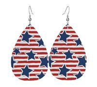 Orecchini a goccia con stampa a forma di stella rossa e bianca, da donna, alla moda, regalo per San Valentino, decorazione di vacanza e viaggio