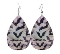 Orecchini a goccia con stampa di pipistrelli di Halloween grigi per le donne gioielli alla moda accessorio per festival quotidiano