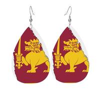 Orecchini a goccia con stampa mappa della bandiera dello Sri Lanka per le donne in pelle orecchini pendenti gioielli per festa di compleanno San Valentino