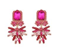 Orecchini a goccia con strass floreale geometrico, orecchini pendenti rettangolari alla moda da donna, gioielli da ballo da sera in lega