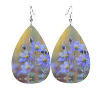 Orecchini a goccia con tre fiori e 3 stampe, per donne, in pelle, gioielli per festa di compleanno e San Valentino