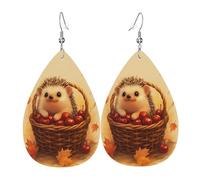 Orecchini A Goccia Cute Hedgehog And Cherry In Autumn Squisito Orecchini In Pelle Moda Ciondolo Con Pendente A Goccia Per Matrimoni Feste Uso Quotidiano