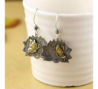Orecchini a Goccia da Donna Orecchini Thai Silver S925 Argento Sterling Gioielli Exaggerated Lotus Butterfly Orecchini Come Mostrato, Argento 925, LJBLEUSK