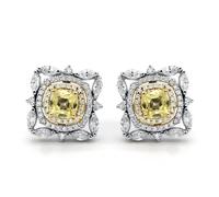 Orecchini a goccia da sposa giallo con diamanti creati in laboratorio doppio ...