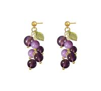Orecchini a goccia d'uva da donna, orecchini pendenti stile ametista viola, orecchini di frutta placcati in oro per feste quotidiane, 3,6x1,6 cm