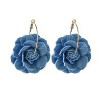 Orecchini a goccia floreali Denims alla moda orecchini esagerati fatti a mano blu floreale gocce per le orecchie decorazione per gli amanti della moda ornamenti per le orecchie, Misura unica, come