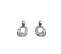 Orecchini a goccia geometrici argento da donna, pendenti quadrati zirconi taglio misto, gioielli intrecciati ispirazione francese per stile formale e quotidiano