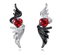 Orecchini a goccia in argento Sterling con ali di angelo demone, in bianco e nero, gioielli di compleanno da donna, Argento sterling, Zirconia cubica