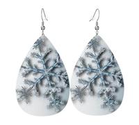 Orecchini a goccia in ecopelle trasparente con fiocco di neve, alla moda, leggeri, orecchini pendenti in pelle per donne, matrimoni, feste, cerimonie, banchetti, regali