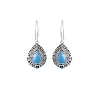 Orecchini a goccia in filigrana Larimar in argento Sterling 925 da donna, Argento sterling, Larimar